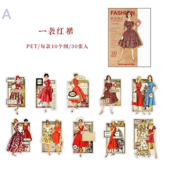 1950 Vintage Fashion Waterproof Sticker Pack - Picture 9 of 12